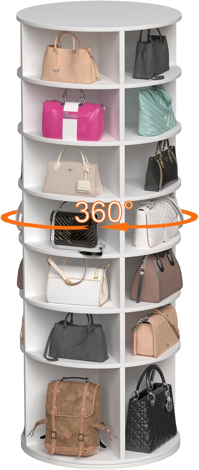 Rotating Shoe Rack Tower, 360-Degree Circular Storage Organizer for Shoes and Handbags, Vertical Space-Saving Cabinet for Entrance Hall, Independent Rotating Shoe Shelf