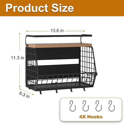 Magnetic Shelf for Fridge,Hanging Wall Basket for Potato Onion Fruit and Vegetable Storage Bins,Large Produce Container Magnetic Spice Rack for Refrigerator Kitchen Counter Pantry,Black