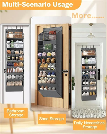 Multi 8 Shelves Over The Door Shoe Organizer, Hanging Shoe Holder with Deep Pockets, Narrow Shoe Rack for Boots Storage, Over Door Organizer for Home, Apartment, Daily Necessities