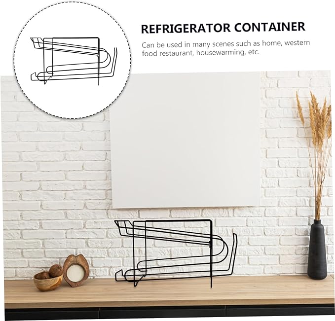 Zerodeko 1pc Black Refrigerator Storage Rack for Beverage Organization Double Drink Holder Smooth Surface Design for Beer and Soft Drinks