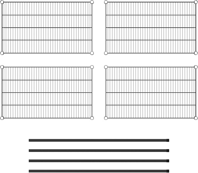 Commercial NSF Listed Black Epoxy Stationary Wire Shelving Kit 21" x 36" x 54", with 4 Shelves Perfect for Warehouse, Walk-in Refrigerator, Freezer, Grocery Store, Restaurant, Dishroom