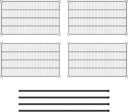 Commercial NSF Listed Black Epoxy Stationary Wire Shelving Kit 21" x 36" x 54", with 4 Shelves Perfect for Warehouse, Walk-in Refrigerator, Freezer, Grocery Store, Restaurant, Dishroom