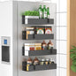 HuggieGems 4 Pack Magnetic Spice Storage Rack Organizer for Refrigerator and Oven, Dark Gray Fridge Organizers and Storage
