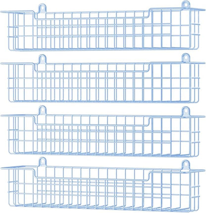 Spice Rack Wall Mount, 4-Pack Seasoning Organizer for Kitchen Storage Organization, Metal Spice Holder Saving Space Shelf for Cabinet, RV, Pantry, Blue