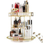 ZOOFOX 360 Degree Rotating Glass Makeup Organizer, Large Cosmetics Storage Display Holder with Gold Trim for Vanity, Clear Makeup Carousel for Perfume, Cosmetics, Brushes, Lotion, Lipsticks