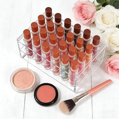 Acrylic Rollerball Perfume Organizer, 24 Holes mini fragrances Holder, Travel Perfume Vial and Tall Scented Oil Storage Display Rack