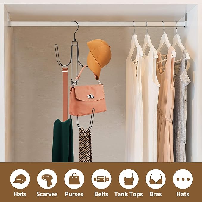 ZEDODIER Hat Hangers for Closet, Rotatable Metal Hat Organizer, Max 40 Storage Capacity, Hat Racks Cap Organizer for Baseball Caps,Spcae Saving Closet Organizers and Storage, Black