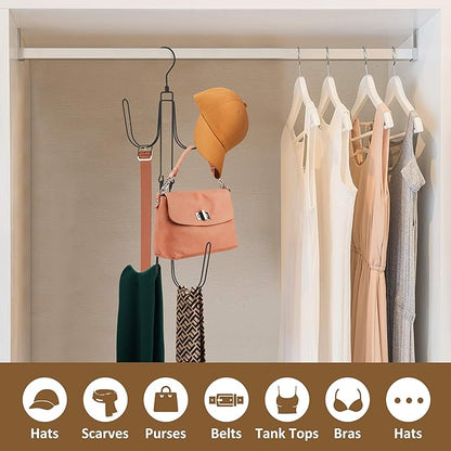 ZEDODIER Hat Hangers for Closet, Rotatable Metal Hat Organizer, Max 40 Storage Capacity, Hat Racks Cap Organizer for Baseball Caps,Spcae Saving Closet Organizers and Storage, Black