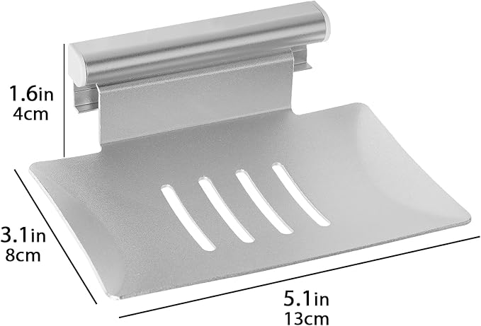 Detachable Soap Dish for Shower, 4 Slot Self-Adhesive Soap Holder for Bathroom, Wall Mounted Shower Soap Holder, Stainless Steel Soap Tray Black