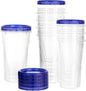 PLASTICPRO [48 oz 8 Pack] Twist Top Deli Containers Clear bottom With blue Top Twist on Lids Reusable, Stackable, Food Storage Freezer Container Pack of 8