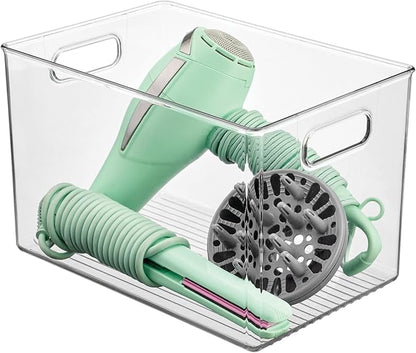 iDesign Large Clear Plastic Storage Bin for Bathroom or Vanity, Organizer for Hair Tools & Shampoo Bottles