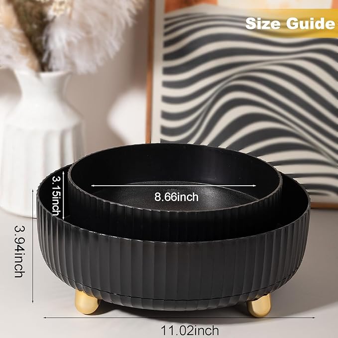 Anyoifax Makeup Perfume Organizer Tray 360 Degree Rotating Lazy Susan Skincare Lotion Organizer Spinning Cosmetics Storage for Dresser, Vanity, Bathroom Countertop, Large Black