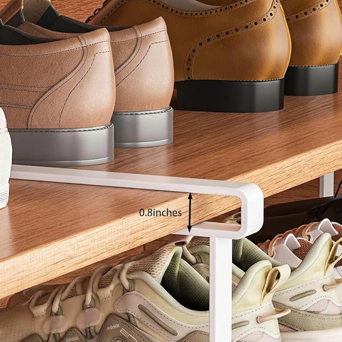 Expandable Hanging Shoe Rack for Closet, 2 Pack Retractable Metal Under Shelf Rack, Adjustable Under Cabinet Storage Shelf & Partition Organizer for Wardrobe, Kitchen, White