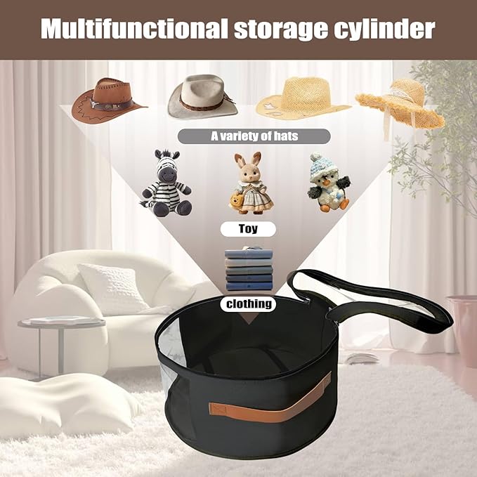 STARGAZ Oversized Clear Hat Storage Bag, Hat boxes for women storage, Cowboy hat storage, Hat accessories, hat organizer for closet, hat travel case with Handle, Holds Up to 10 Hats(Black 2 Pack)