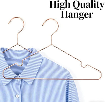 Rose Gold Coat Suit Shirt Metal Wire Standard Clothes Hangers, 30 Pack Heavy Duty Shirt Blouse Hanger 16.5” Coat Suit Bridal Boutique Space Saving Slim Wire Hanger