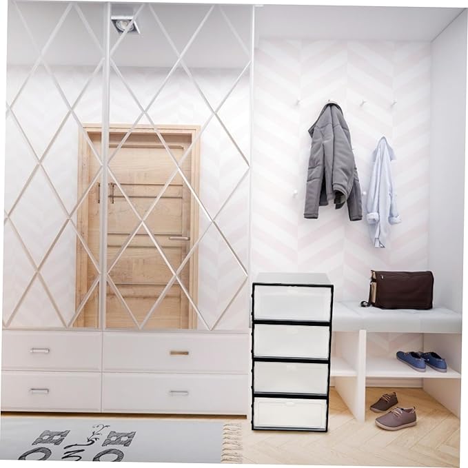 STOBAZA 4pcs Thickened Plastic Shoe Boxes Multi-function Shoe Organizer Box Dustproof Compact for Casual