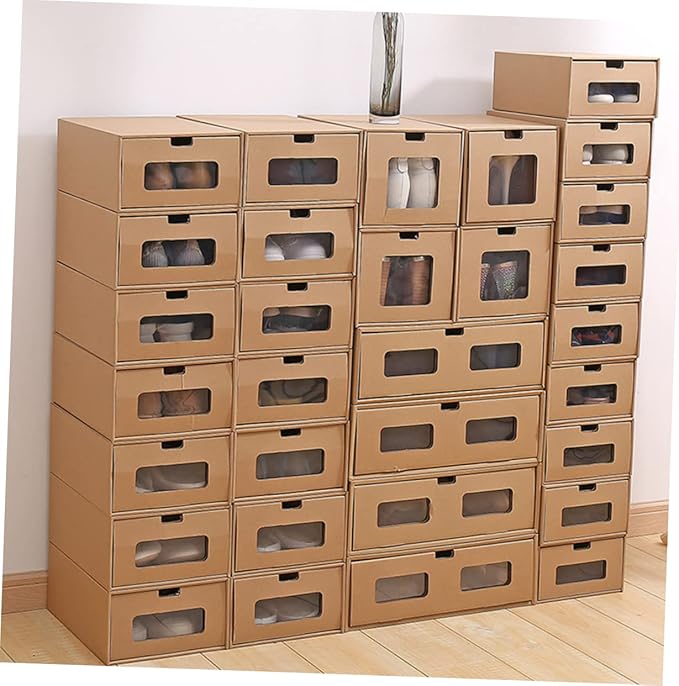 Cabilock Thickened Paper Drawer-type Shoe Storage Box for Women Stackable Organizer for High Heels and Accessories for Home Use and Closet Organization