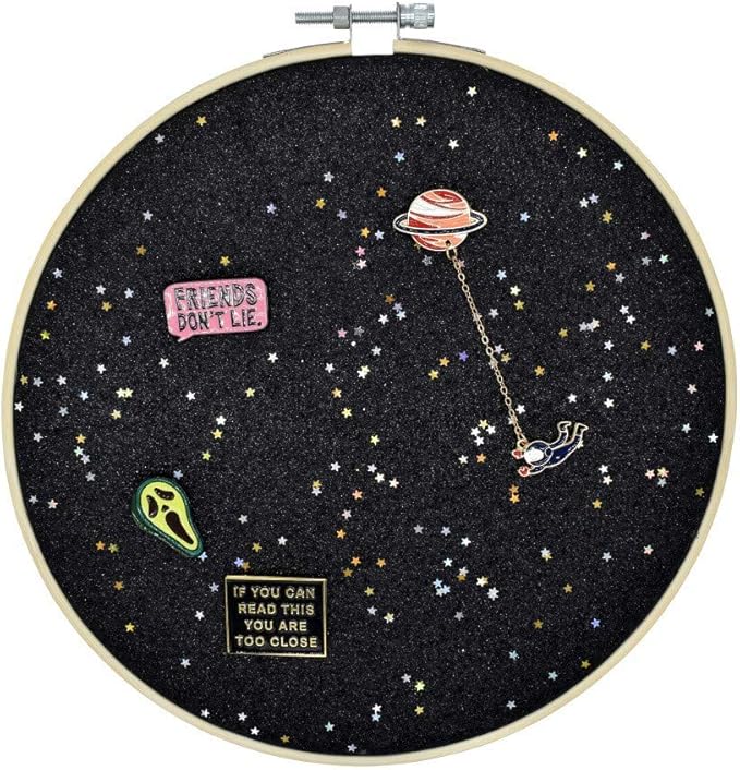 REOVE Wall Hanging Pin Collection Display Stand Enamel Pin Display Holder Display Board, Canvas Leather Embroidery Hoop for Display Pins Buttons Wall Decoration