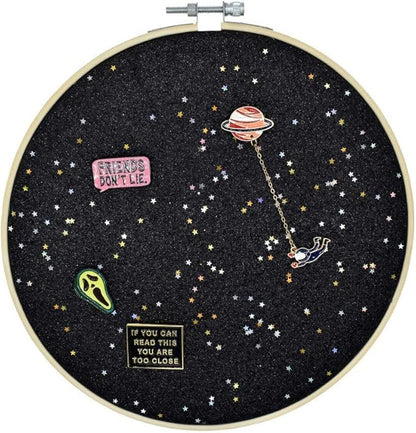 REOVE Wall Hanging Pin Collection Display Stand Enamel Pin Display Holder Display Board, Canvas Leather Embroidery Hoop for Display Pins Buttons Wall Decoration