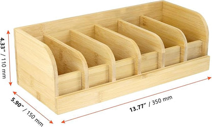 SINJEUN 2 PCS Bamboo Belt Organizer, 6 Compartments Belt Storage Organizer for Closet and Drawer, Belt Display Box for Men Women