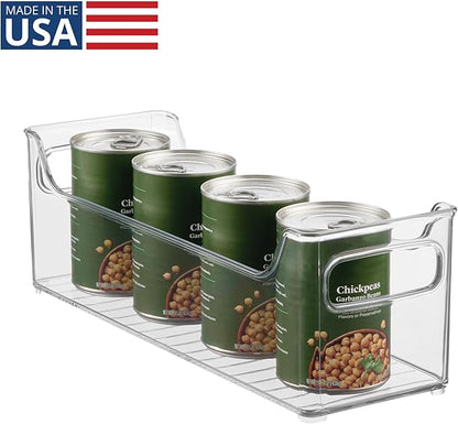 iDesign Stackable Plastic Pantry Bin with Handles for Cabinets or Fridge, Clear, Made in USA