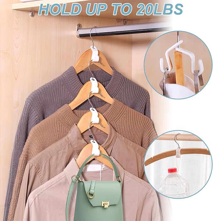 100 PCS Space Saving Hanger - Clothes Hanger Connector Hooks, Stacking Hanger Hooks Space Saver, Plastic Closet Organizers and Storage Hanger Extender for Heavy Duty Cascading Connection Hook (White)