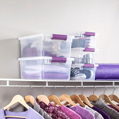 Sterilite 12-Pack ClearView Latch Box, Clear Stackable Organizer Bins with Lids, 6 Qt – Small Plastic Tote Containers for Closet, Office, Bedroom, Shelving Units and Home Storage Organization