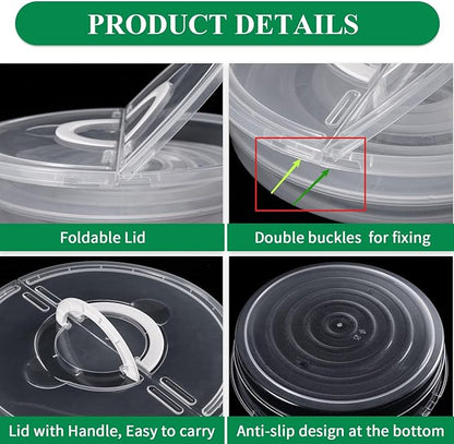 2 Pack 12inch Food Storage Container with Lid and Handle, Reusable 2 Compartments Pizza Slice Storage Container, Round Clear Pie Carrier Leftover Pizza Keeper for Cake Cheesecake Tortilla Pastry