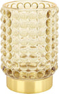 DASITON Makeup Brush Holder Organizer, Crystal Cosmetic Make Up Brush Holder, Glass Makeup Brushes Storage Organizer, Vintage Make Up Cup Desk Pen Pencil Holder, Toothbrush Holders (Yellow L)