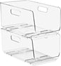 Sorbus Stackable Storage Bins Open Front - Clear Stackable Storage Bins - Pantry Bins for Storage and Organization - Acrylic Stackable Bins for Kitchen - Clear Pantry Organizer Bins (Medium 2 Pack)