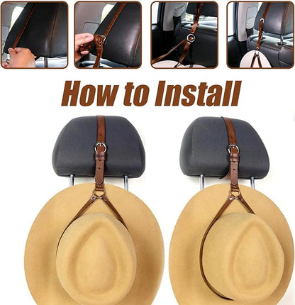 Cowboy Hat Rack for Truck Cowboy Hat Holder for Truck, Adjustable Cowboy Hat Rack for Truck, Leather Soft Cowboy Hat Hanger, Keeps Your Hat Securely