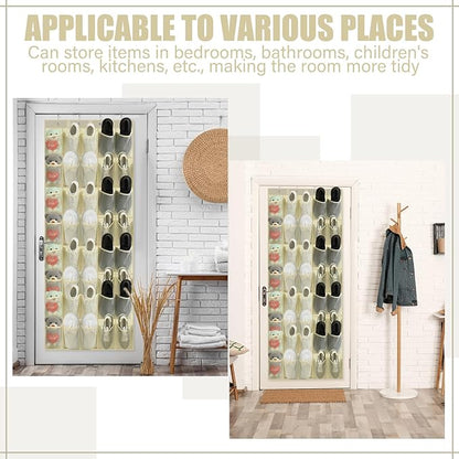 Windyun 40 Over the Door Shoe Organizer Large Breathable Mesh Pockets Hanging Shoe Rack for Closet Beige Behind Door Hanger Storage Holder Nonslip Hooks for Women Men Entryway Bedroom Utility Room