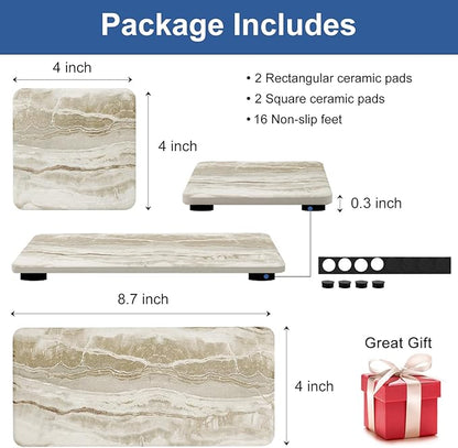 Set of 4 Drying Stone for Kitchen Counter Soap Tray Ceramic Bathroom Sink Trays Hand Soap Dish Stone Quick Dry Mat Toothbrush Sponge Holder Kitchen Sink Caddy Diatomite Coaster Bathroom Trays