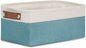DULLEMELO Small Collapsible Fabric Basket for Organizing, Shelves, Closets, Laundry, Nursery, Decorative Gift Basket (White & Teal)
