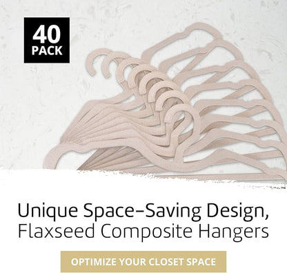 Higher Hangers BioHangers, Sustainable Flaxseed Space Saving Clothes Hangers, Premium Closet Organizers for College Dorms, RVs, & More, Reduces Wrinkles & Clutter, Standard 17", 40 Pack