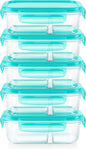 Pyrex Glass MealBox (5-Pack, 2.3 Cup) Divided Compartments with Locking Lids, For Meal Prepping and Portioning, BPA Free Microwave Dishwasher Safe