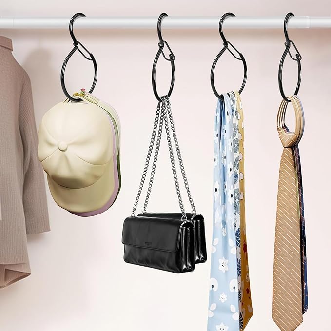 Belt Hanger for Closet, Metal Rust-Proof Belt Rack, Scarf Hanger, Hat Hanger, Tie Hanger, Ideal for Organizing Belts, Ties, Scarves, Hats, and Bags in Your Wardrobe (6 Pack)