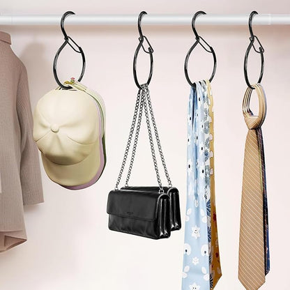 Belt Hanger for Closet, Metal Rust-Proof Belt Rack, Scarf Hanger, Hat Hanger, Tie Hanger, Ideal for Organizing Belts, Ties, Scarves, Hats, and Bags in Your Wardrobe (6 Pack)