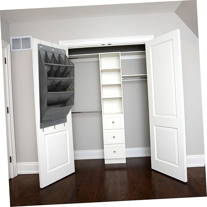 Happyyami 1Set Multi Layer Closet Hanging Pouch Over the Door Storage Organizer for Shoes Craft Supplies and Essentials Easy Install No Tools Needed Grey