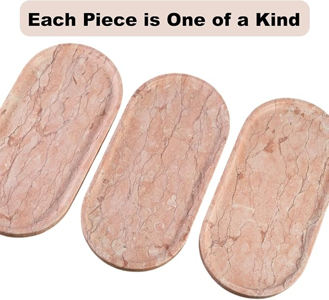 Koville Norway Natural Marble Tray, 12"x6" Vanity Decorative Tray for Countertop, Catchall Tray for Perfume, Candles, Jewelry Dish