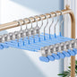 HUADYMEET 20 Pack 12Inch Pants Hangers with Wide Clips,Metal Trouser Hanger for Jeans.Space Saving Skirt Hangers Heavy Duty Non-Slip Adjustable Clothes Shorts Hanger for Women,Men,Sky Blue