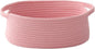 JMvicyroam Woven Basket,Small Rope Storage Bin with Handles & Ribbon Bag, Organizer for Shelves Closets,Gift Basket Empty for Birthday,Books,Dog Toys, Pink