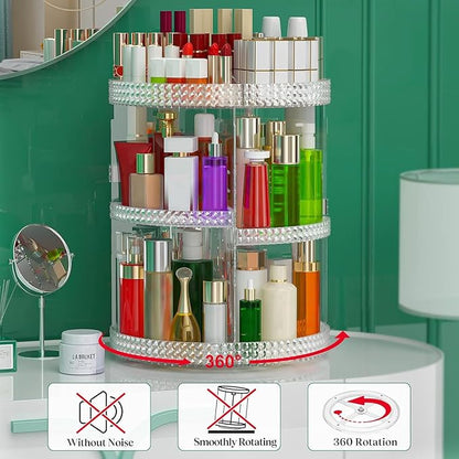 Awenia Makeup Organizer 360-Degree Rotating, Adjustable Makeup Storage, 7 Layers Large Capacity Cosmetic Storage Unit, Fits Different Types of Cosmetics and Accessories, Plus Size with Makeup Bag