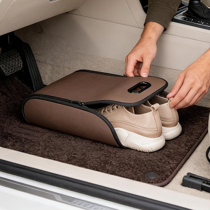 Shoe Organizer for Car,PU Leather Car Trunk Shoes Storage Box | Boot SUV Trunk Organizer - for Automotive RV Sedan Entryway Hotel Gym Camping