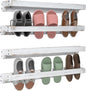 Nisorpa 30 Inch Shabby White Washed Wood Hanging Shoe Rack, Wall Mounted Shoe Rack Storage Organizer Space Saving Footwear Holder for Closet, Mudroom, Entryway, Holds 12 Pairs, Set of 4
