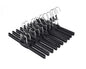 NAHANCO 10” Non Slip Metal Skirt/Pant Hanger with Rubberized Clamp, Black - 12 Pack
