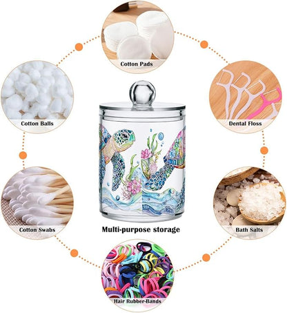4 Pack Qtip Holder Dispenser Mtazmzmxnjy3z0vob2lkb1cyt1cx(1) Cotton Ball Swab Round Pads Floss Clear Bathroom Storage Containers Plastic Apothecary Jars with Lids