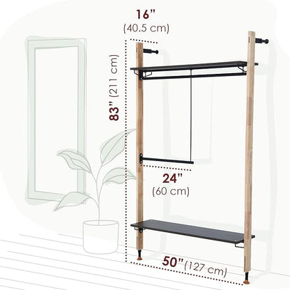 Houseables Industrial Closet System, Wall Closet System, Industrial Pipe Clothing Rack, Wall Mounted Clothes Rack, Open Wardrobe, Clothes Organizer, Floor to Ceiling, For Bedroom, Boutique, 83 x 50 IN