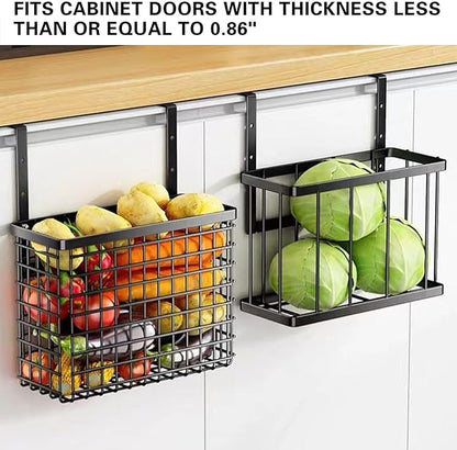 Kitchen Cabinet Door Organizer, 2 Pack Cabinet Door Organizer, Over The Cabinet Door Organizer with Towel Bar & 4 S-Shaped Hooks, Cutting Board Organizer for Cabinet Door, Cabinet Door Basket