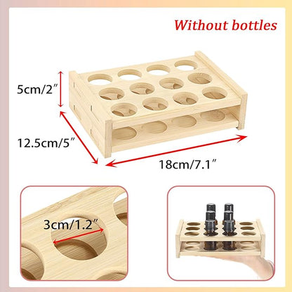 Hipiwe Essential Oils Racks Display Stand 12 Slots Essential Oil Bottle Organizer Tabletop Storage Rack for 15ml 10ml 5ml Bottles Rollerball Lipstick Holder Perfume Nail Polish Shelf